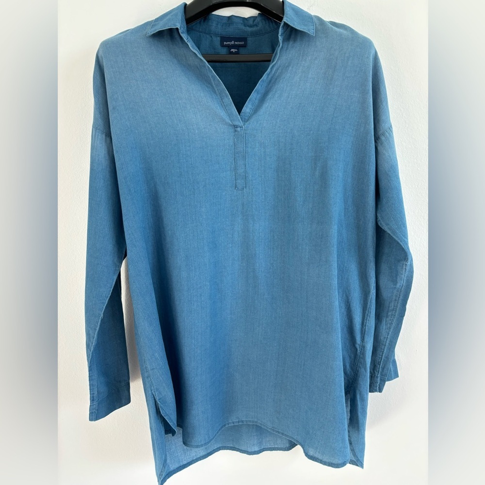 J. Jill Top‎ Womes Size Small Cotton Chambray Tunic Minimalist Western Desert
